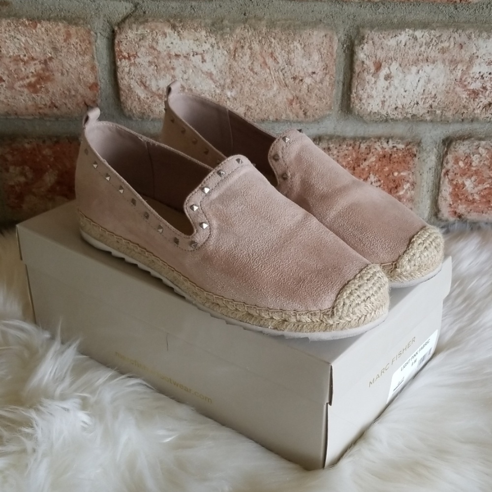 Marc Fisher light pink studded espadrilles